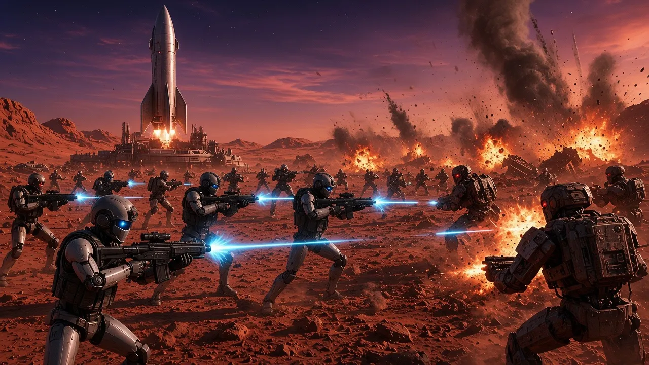 Robot army battle on Mars